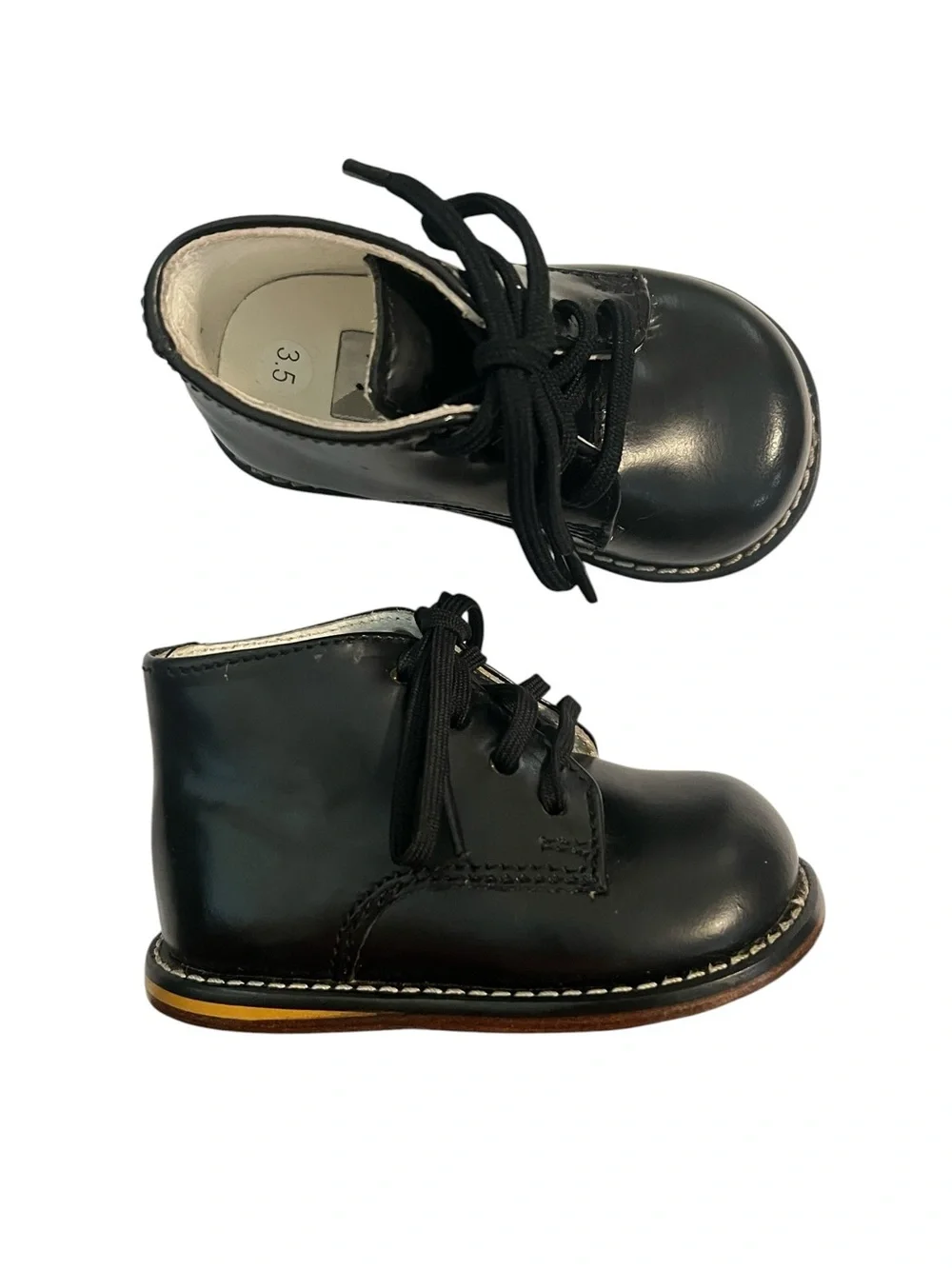 Josmo Walker Unisex Black Leather Baby Walking Shoes - Size 3.5